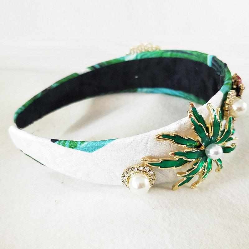 European Handmade Green Coconut Tree Headband Hair Accessories - TeresaCollections