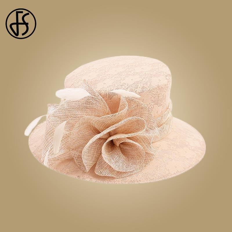 Pink Flowers Kentucky Derby Fascinator Feather Hats - TeresaCollections