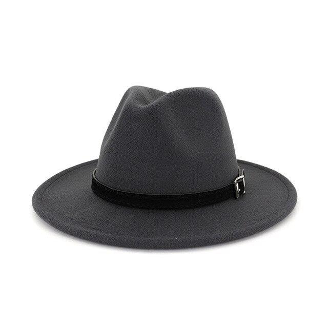 Belt Buckle Vintage Wool Wide Brim Hat - TeresaCollections