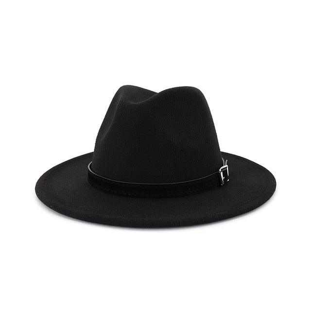 Belt Buckle Vintage Wool Wide Brim Hat - TeresaCollections