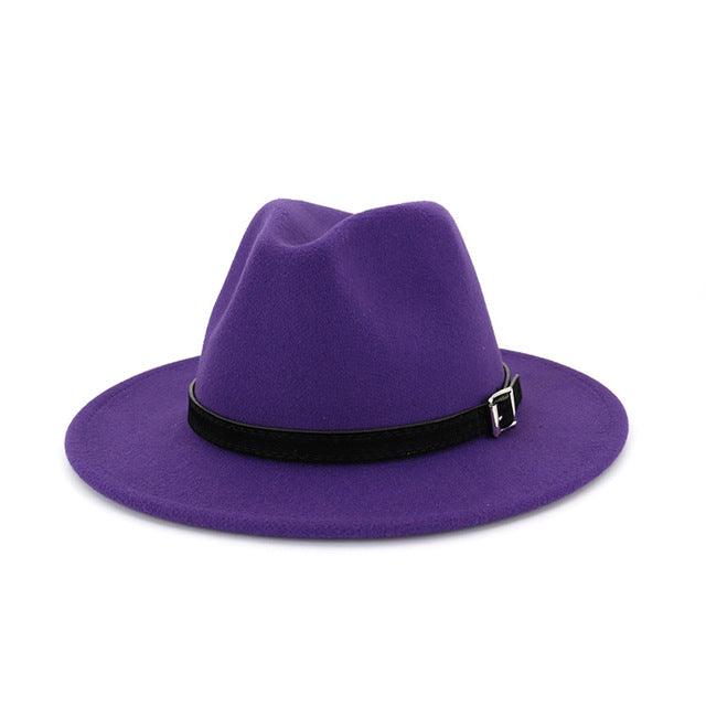 Belt Buckle Vintage Wool Wide Brim Hat - TeresaCollections