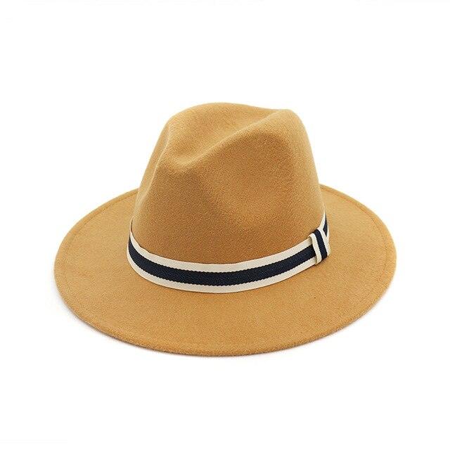 Striped Belt Flat BrimJazz Fedoras Hat - TeresaCollections