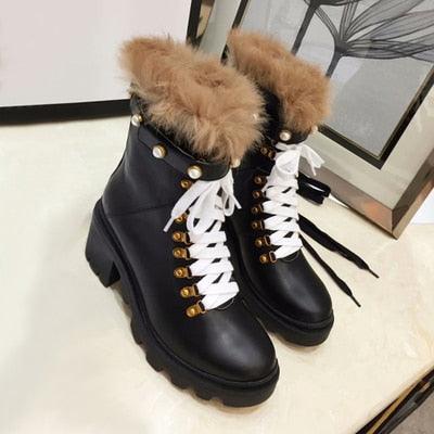 Lace Up Combat Platform Boots - TeresaCollections