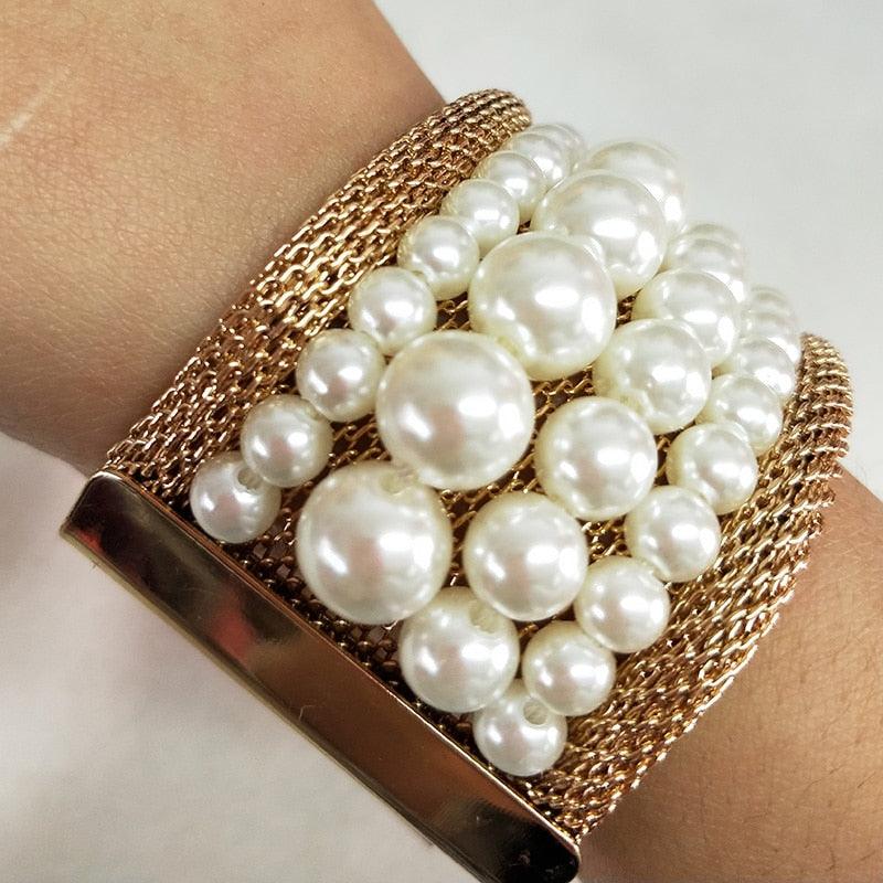 Pearl Open Wide Design Bracelets & Bangles - TeresaCollections