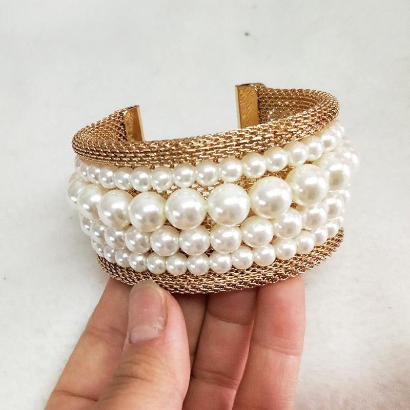 Pearl Open Wide Design Bracelets & Bangles - TeresaCollections