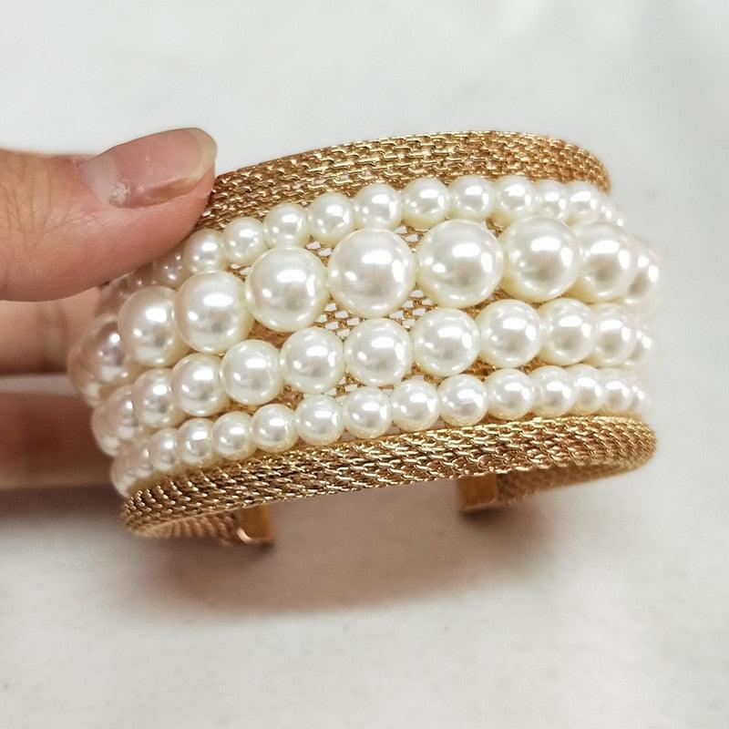 Pearl Open Wide Design Bracelets & Bangles - TeresaCollections