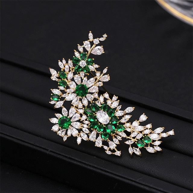 Fashion Luxury Cubic Zirconia Flower Brooch Suit Brooch Pin - TeresaCollections
