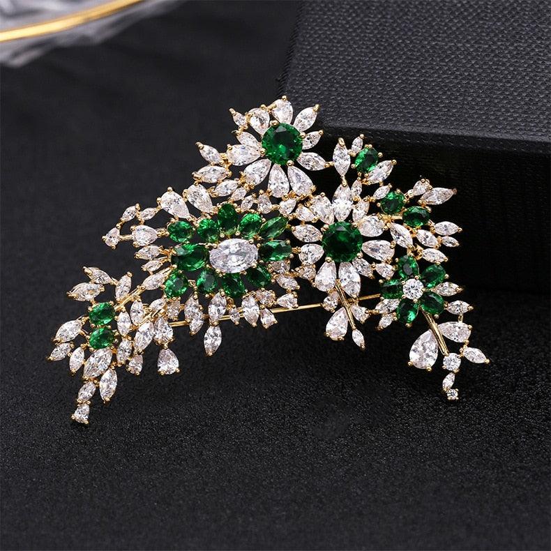 Fashion Luxury Cubic Zirconia Flower Brooch Suit Brooch Pin - TeresaCollections