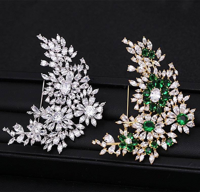 Fashion Luxury Cubic Zirconia Flower Brooch Suit Brooch Pin - TeresaCollections