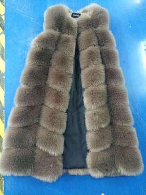 Casual Warm Slim Sleeveless Long Faux Fox Fur Jacket - TeresaCollections