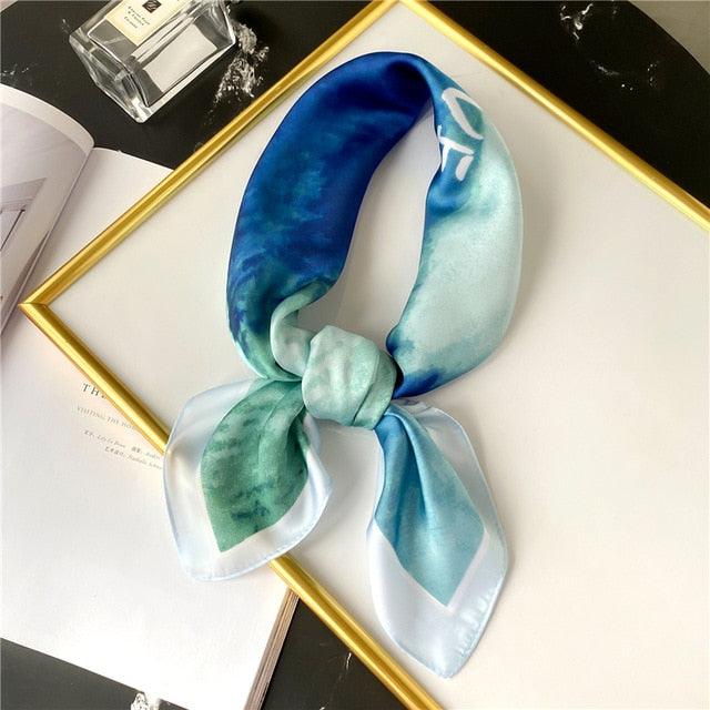 Silk Neck Square Hair Scarf - TeresaCollections