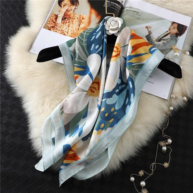 Silk Neck Square Hair Scarf - TeresaCollections