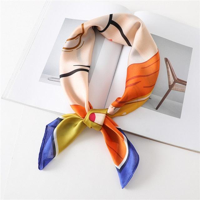 Silk Neck Square Hair Scarf - TeresaCollections