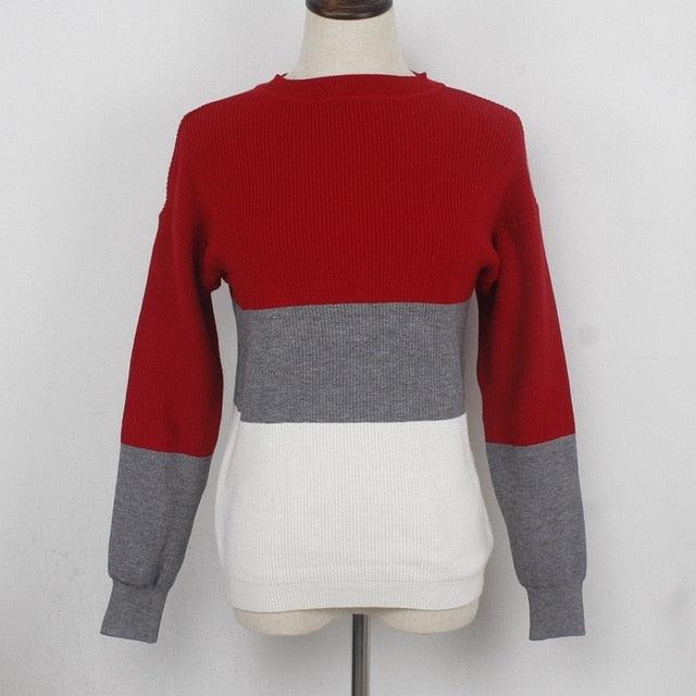 Colorblock Pullover Sweater - TeresaCollections