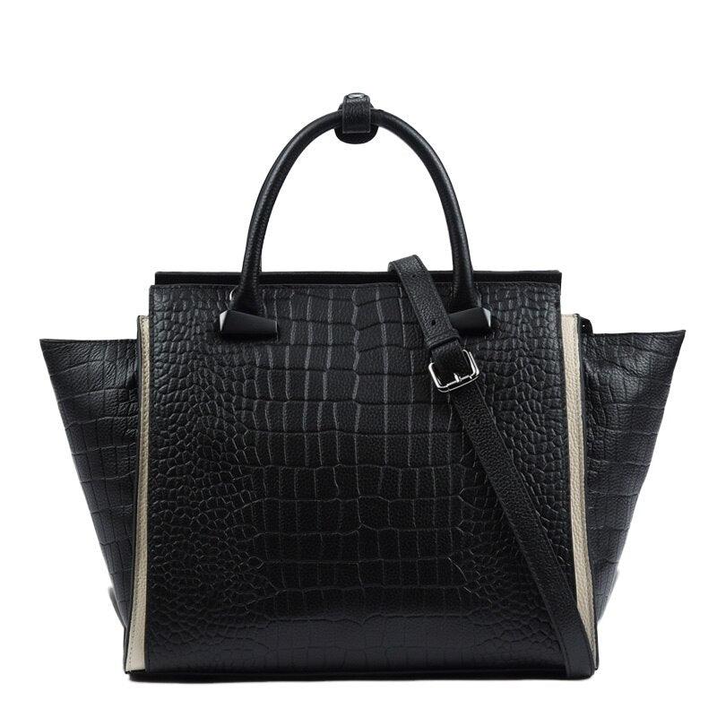 Genuine Leather Crocodile Leather Trapeze Bag - TeresaCollections