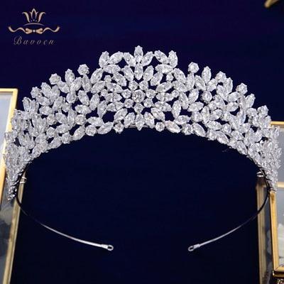 Gold/SilverFull Zircon Wedding Plated Crystal Tiara - TeresaCollections