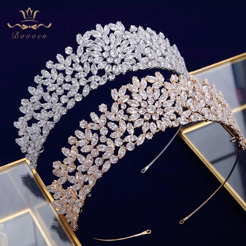 Gold/SilverFull Zircon Wedding Plated Crystal Tiara - TeresaCollections