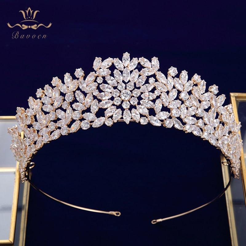 Gold/SilverFull Zircon Wedding Plated Crystal Tiara - TeresaCollections