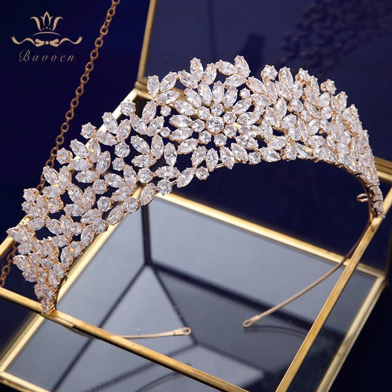 Gold/SilverFull Zircon Wedding Plated Crystal Tiara - TeresaCollections