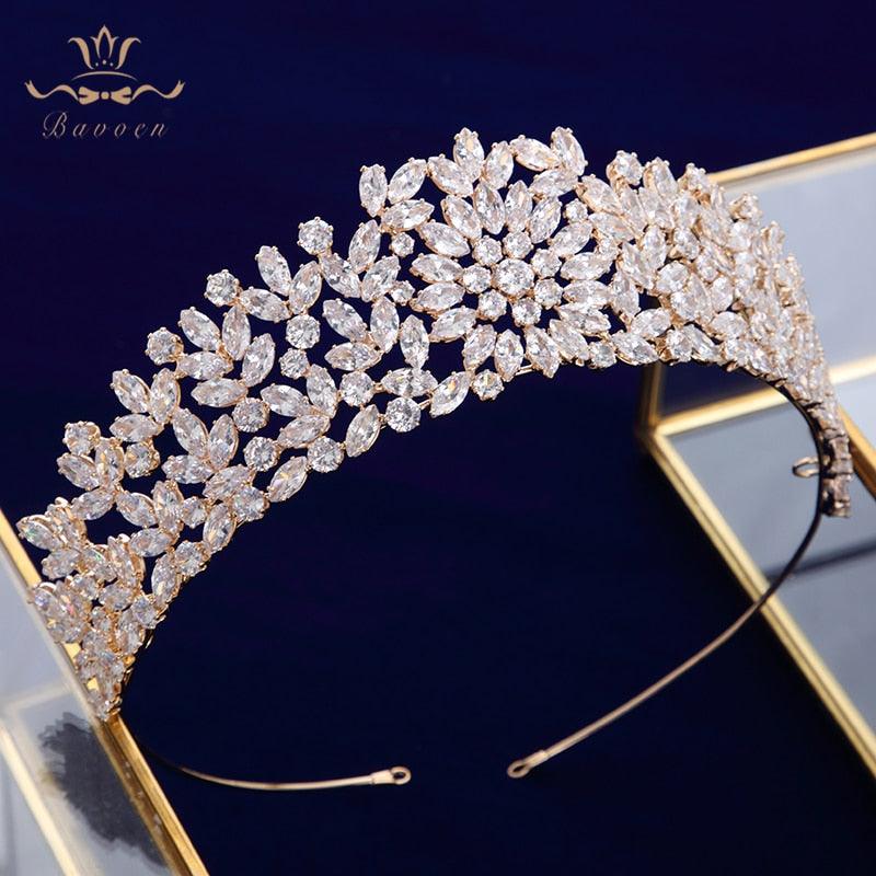 Gold/SilverFull Zircon Wedding Plated Crystal Tiara - TeresaCollections