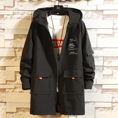 Men's Long Coat Men Hooded Jackets Windbreaker - TeresaCollections