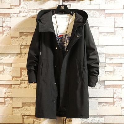 Men's Long Coat Men Hooded Jackets Windbreaker - TeresaCollections