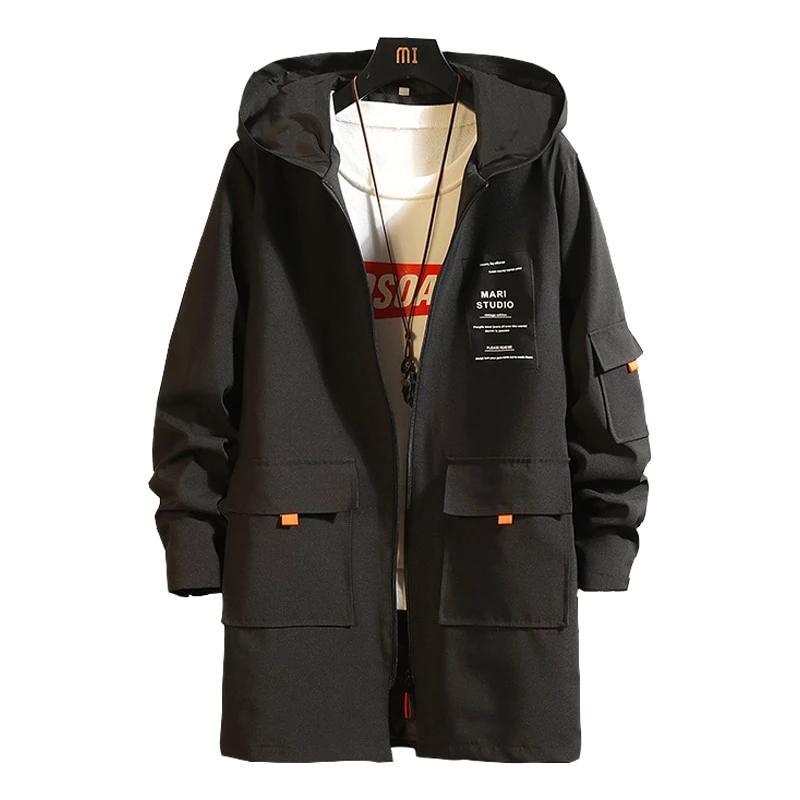 Men's Long Coat Men Hooded Jackets Windbreaker - TeresaCollections