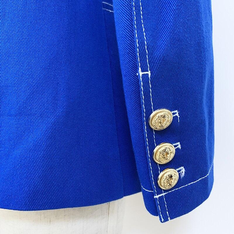 Blue Designer Runway Blazer Jacket Single Button Denim Blazer - TeresaCollections