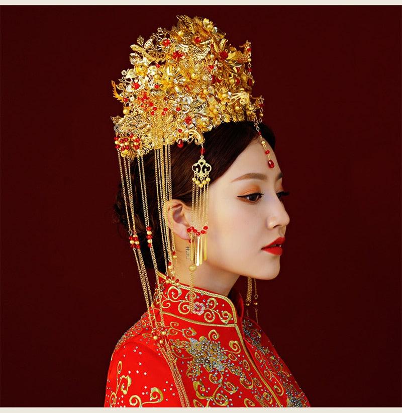 Teresacollections Vintage Chinese Gold Bridal Headdress Wedding Teresacollections Vintage Chinese Gold Bridal Headdress Wedding