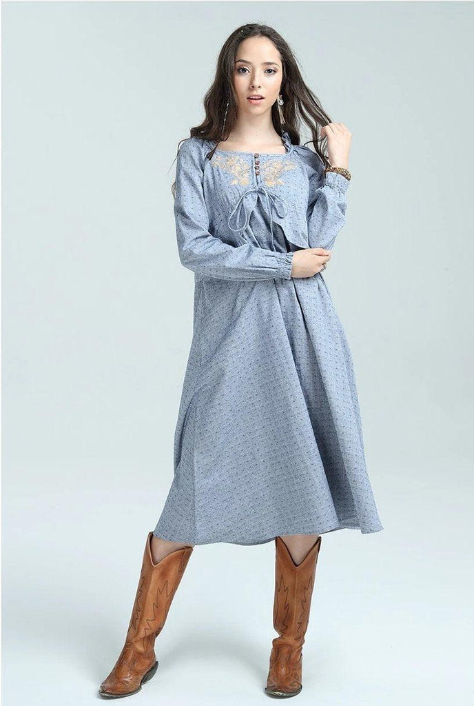 New Cotton Linen Country Dress - TeresaCollections