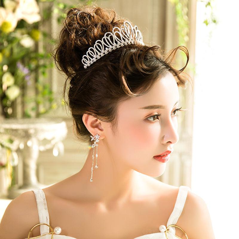 Interlocking Shinny Zircon Bridal Wedding Tiara - TeresaCollections