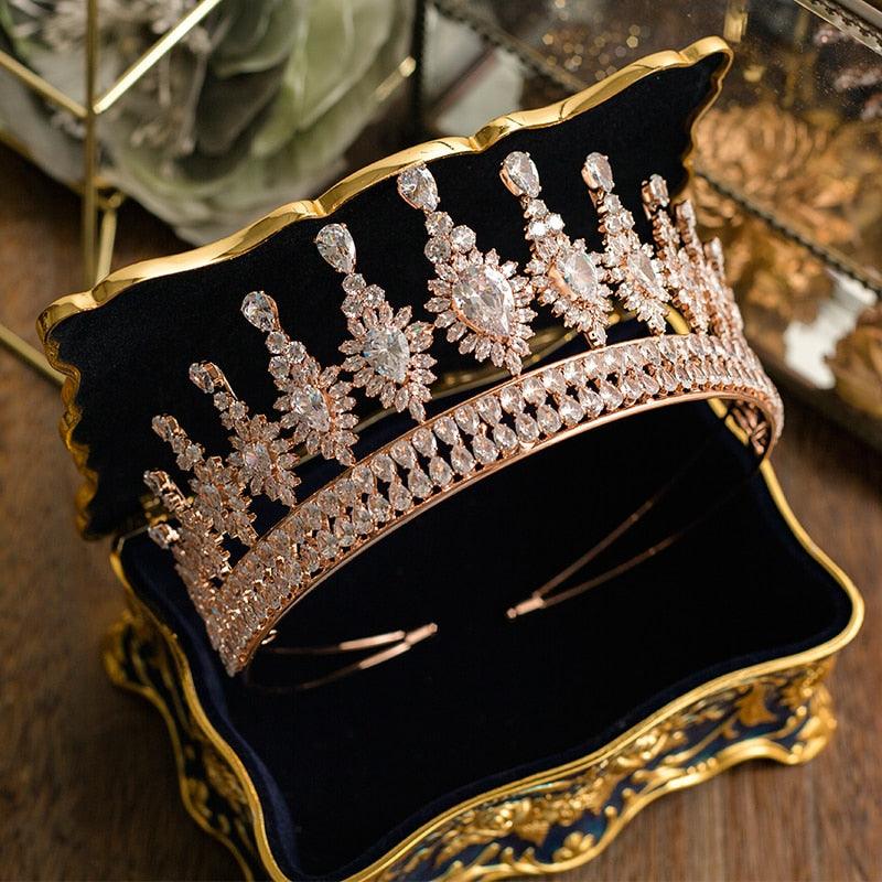 Crowns AAA CZ Copper Zircon Wedding Hair Jewelry Tiara - TeresaCollections