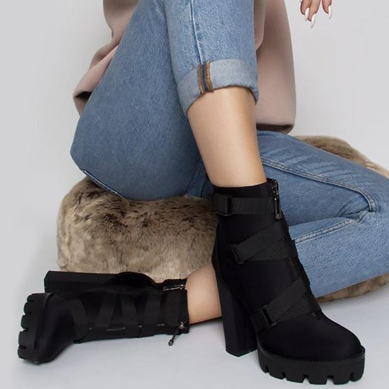 Spring Autumn Platform Ankle Boots - TeresaCollections