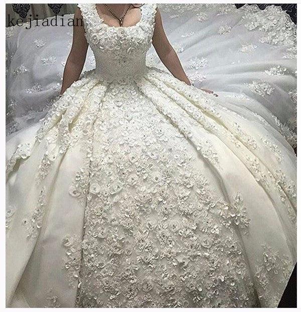 Full lace Luxury Ball Gown Wedding Dress - TeresaCollections