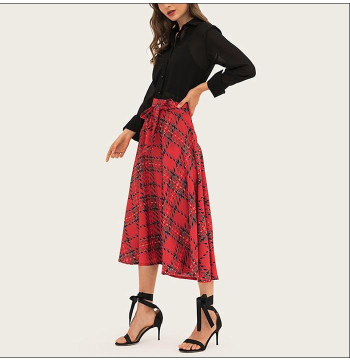 England Style Mid Skirt High Waist A Line Swing Skirt - TeresaCollections