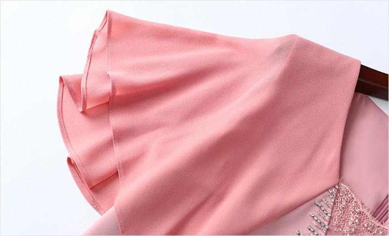 Pink Swing Plus Size summer Vintage Beading Midi Dress - TeresaCollections