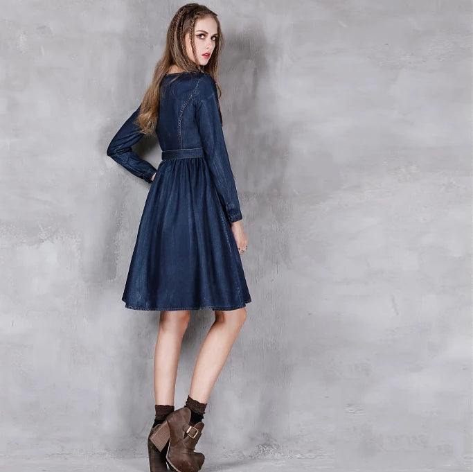 Hollow Out Belted A-Line Free Flowing Dress - TeresaCollections