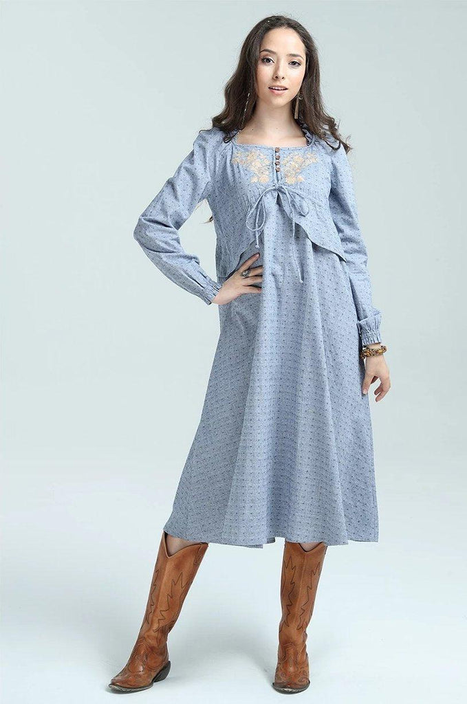 New Cotton Linen Country Dress - TeresaCollections