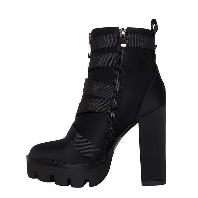 Spring Autumn Platform Ankle Boots - TeresaCollections