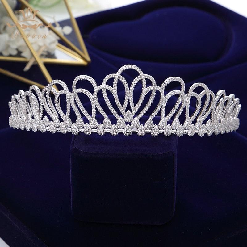 Interlocking Shinny Zircon Bridal Wedding Tiara - TeresaCollections