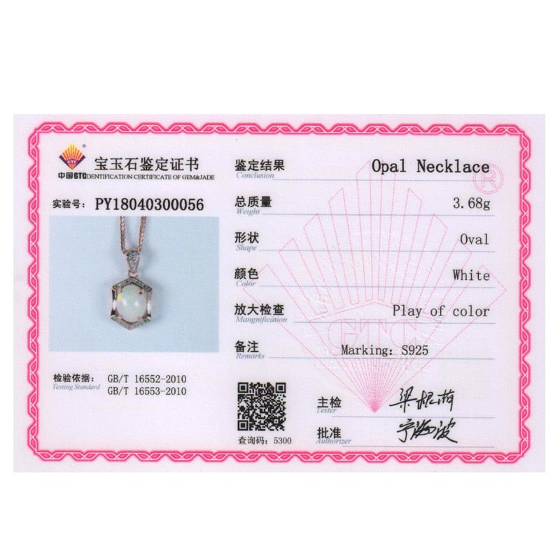 Natural Ethiopian Opal Oval Cut 8*10  Pendants 925 Sterling Silver Gemstone Necklace