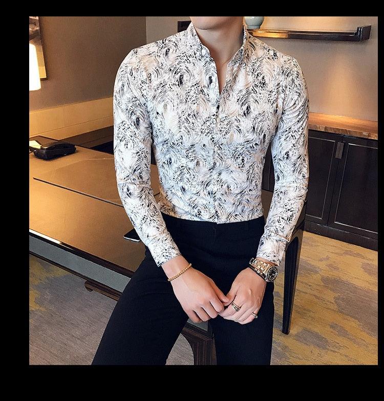 Metallic Gold Slim Fit Men's Shirt - TeresaCollections