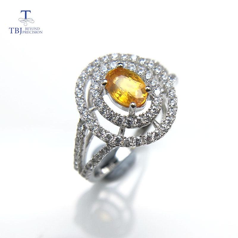 Natural yellow  Sapphire Oval Cut 4*6mm 0.5ct Gemstone Ring - TeresaCollections