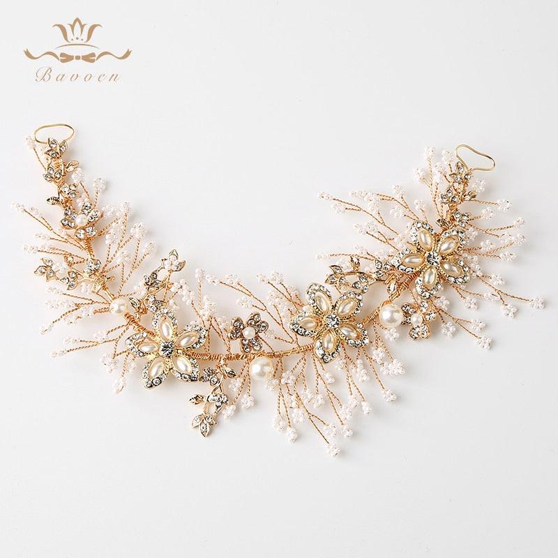 Elegant Gold Crystal Evening Hair Jewelry Wedding Hair Accessory - TeresaCollections