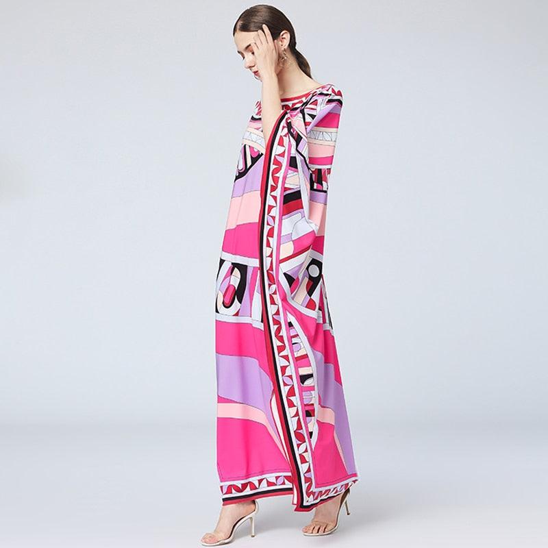 Silk Bohemian Plus Size Batwing Sleeve Maxi Dress - TeresaCollections