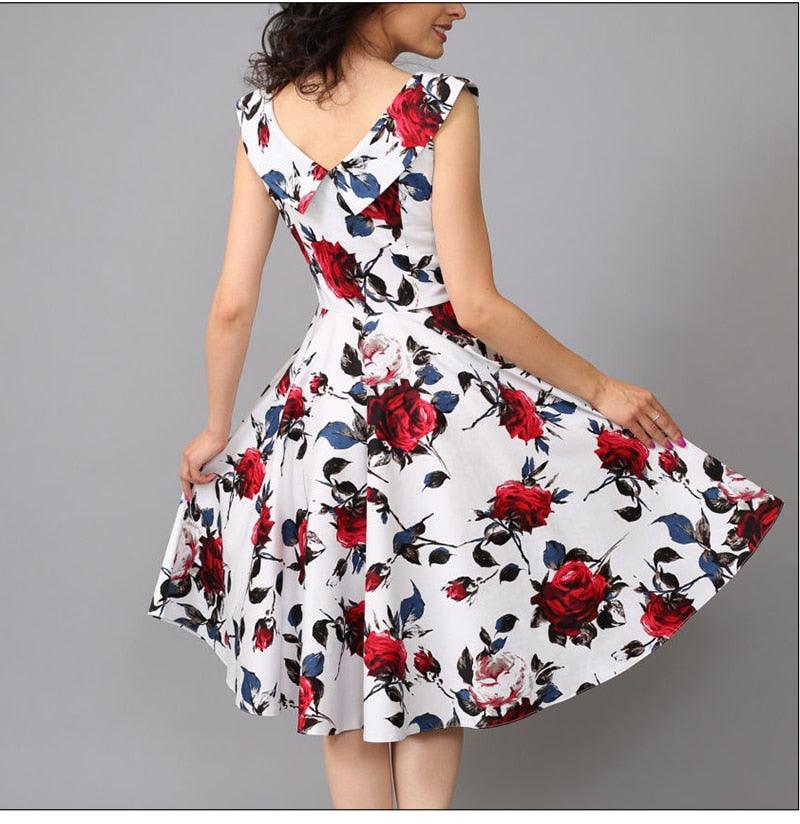 Vintage Floral Print Retro Dress - TeresaCollections