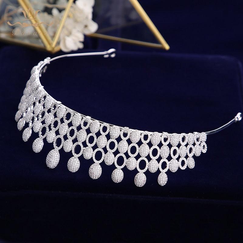 Luxurious Full Zircon Crystal Wedding Tiara - TeresaCollections