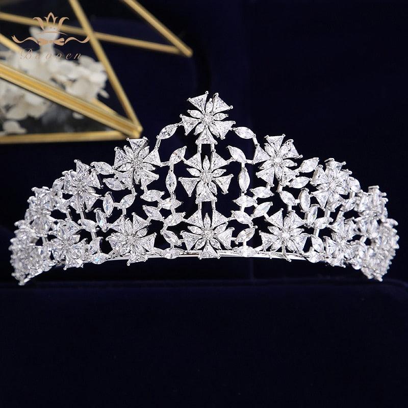 European Style Zircon Wedding Tiara - TeresaCollections