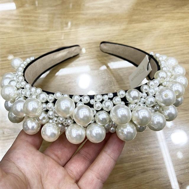 Pearls and Crystals Headband Hair Accessories - TeresaCollections