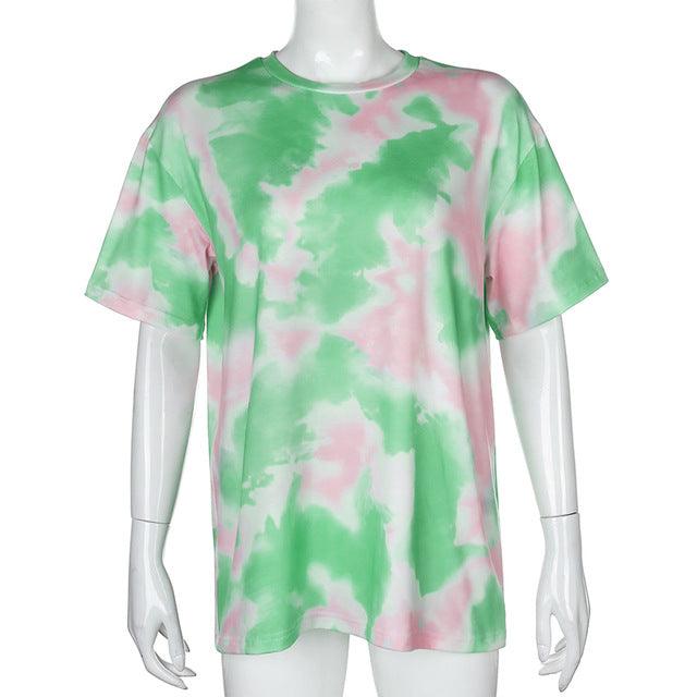 Tie Dye Print Basic T-shirt Shorts Two Piece Set - TeresaCollections